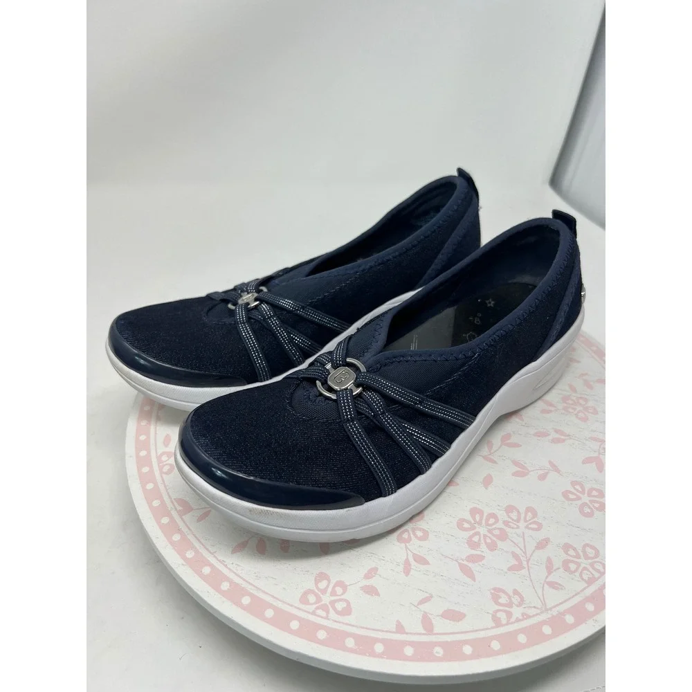 BZEES Rosie Slip On Sneaker Womens 6M Navy Blue Washable Comfort Wedge Shoes